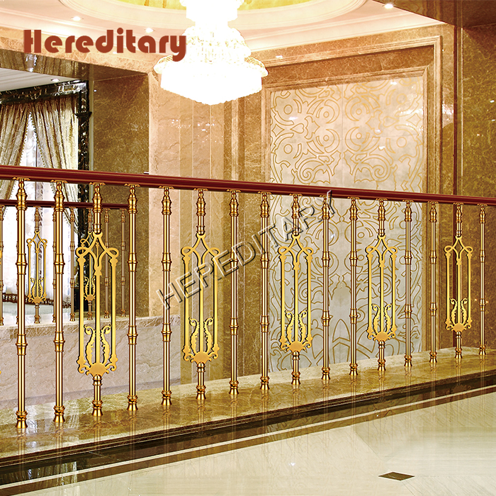 Stainless Steel Hotel Stair Railing Carved Metal Flower Stair Railing