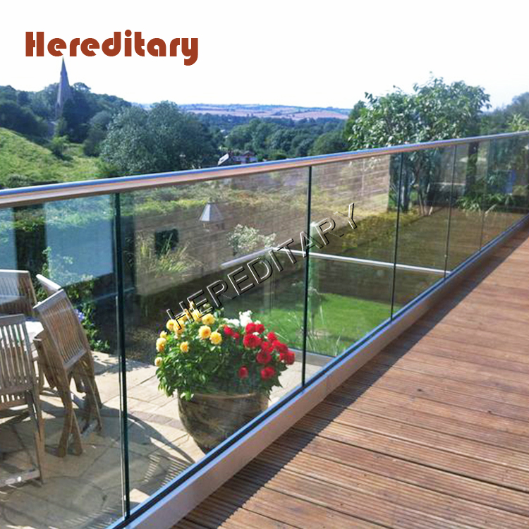 Modern House Aluminum Glass Railing Handrails For Outdoor Steps Design 